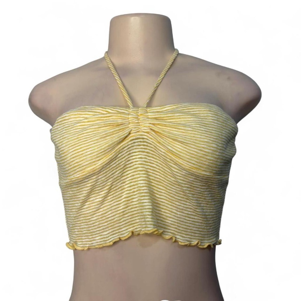 Striped Yellow Bandeau Halter Top